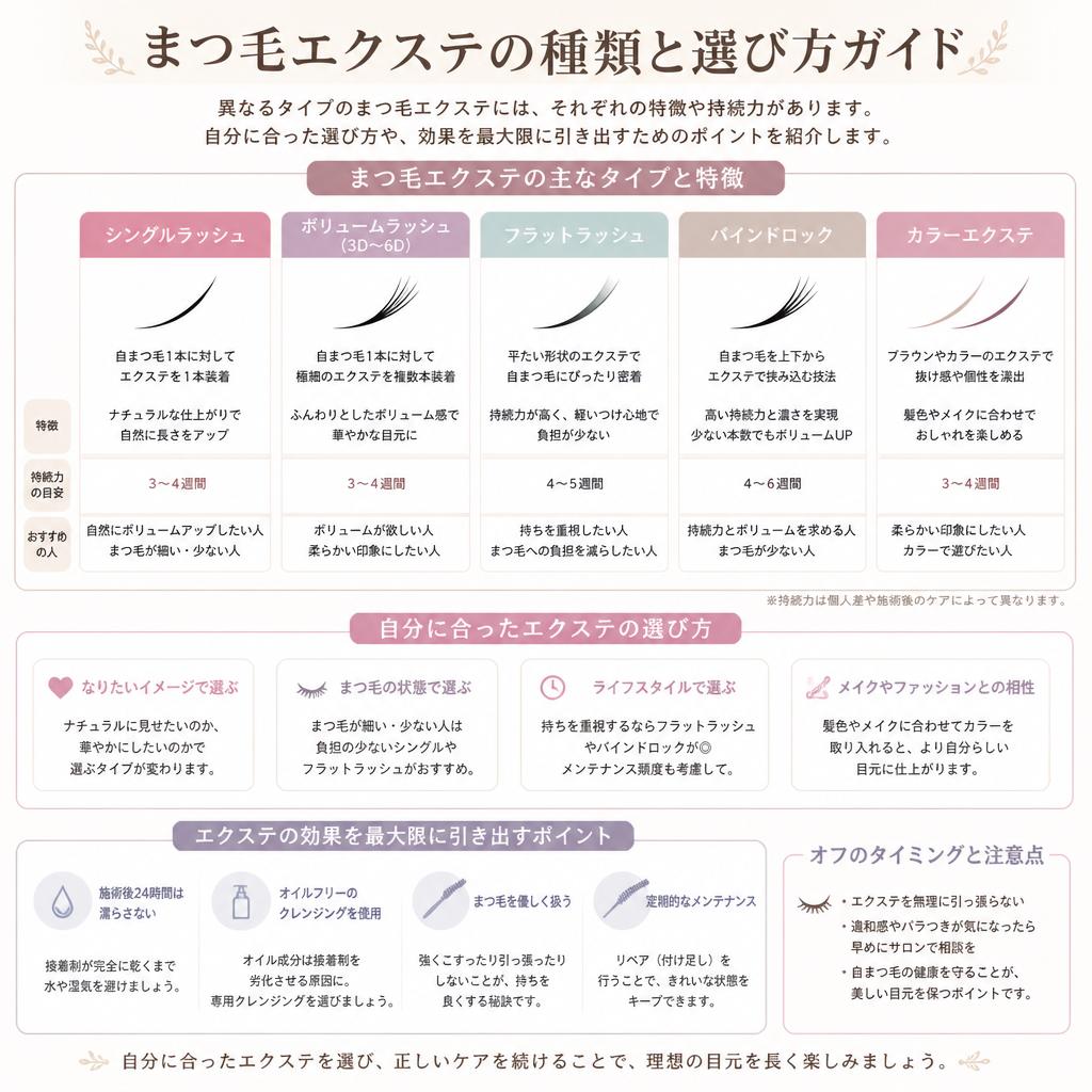 2. まつ毛エクステの種類と特徴