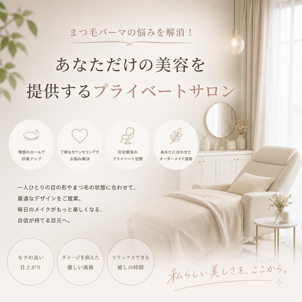 まつ毛パーマの悩みを解消！プライベートサロン