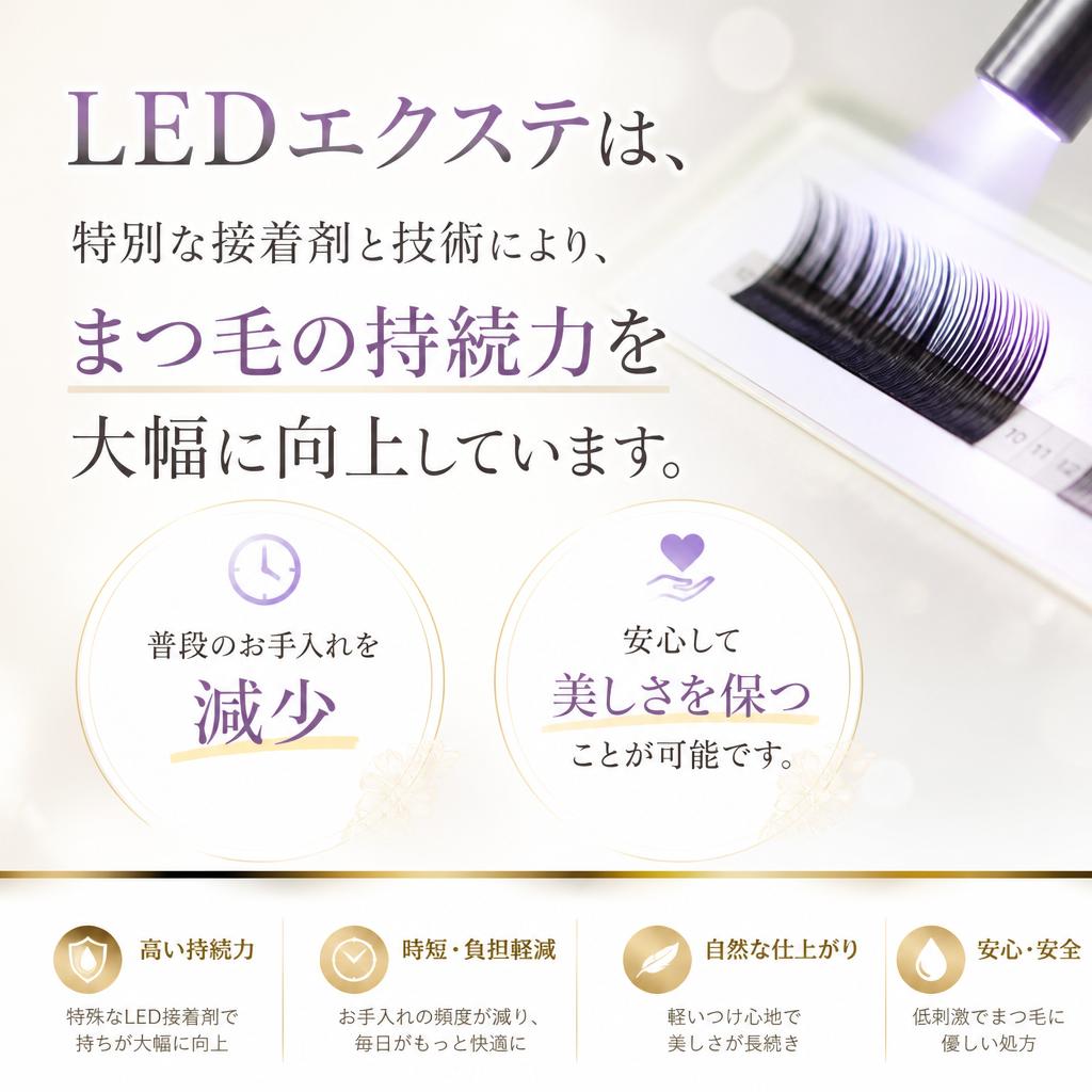 LEDエクステで体験する驚きの持続力と質感！