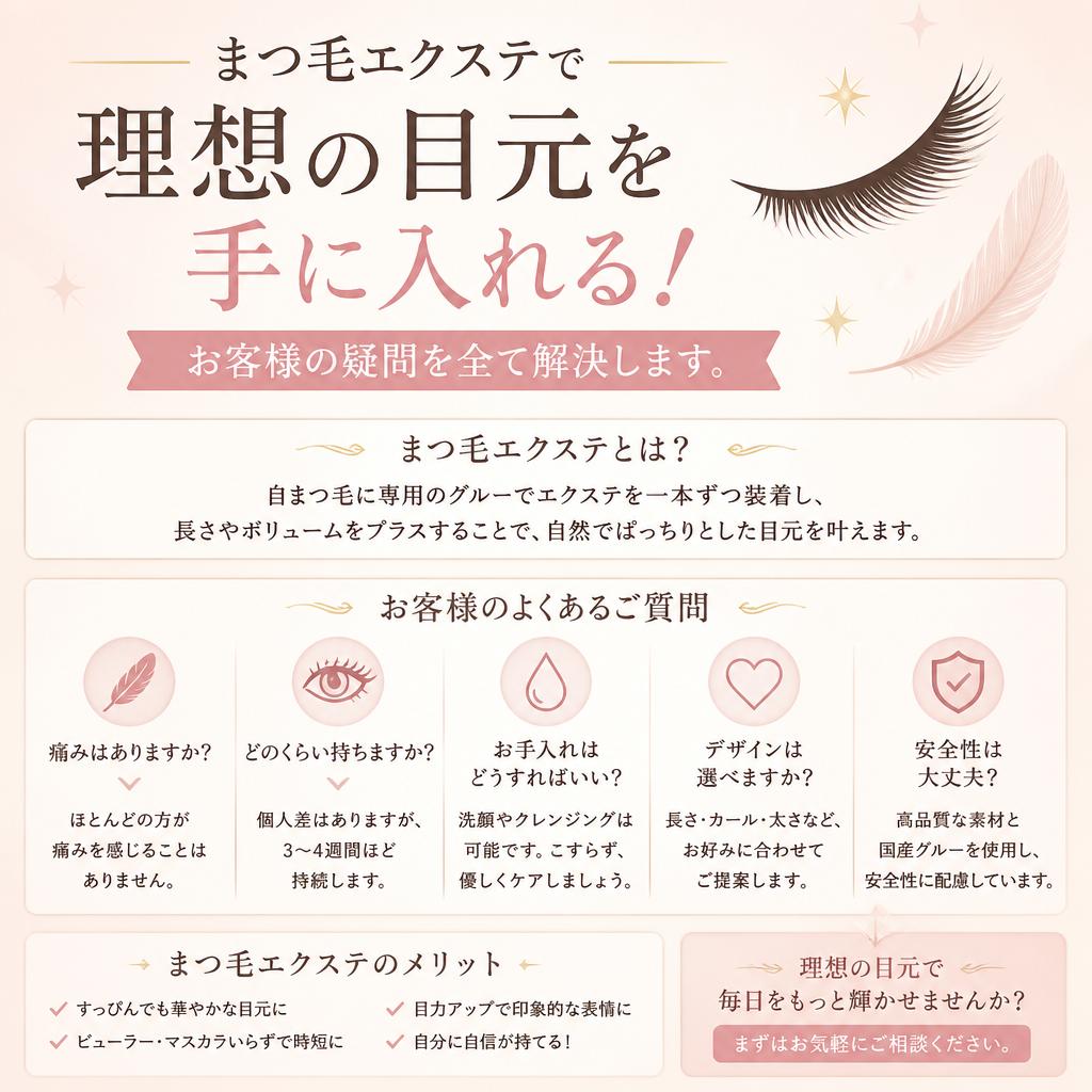 まつ毛エクステで理想の目元を手に入れる！お客様の疑問を全て解決します。